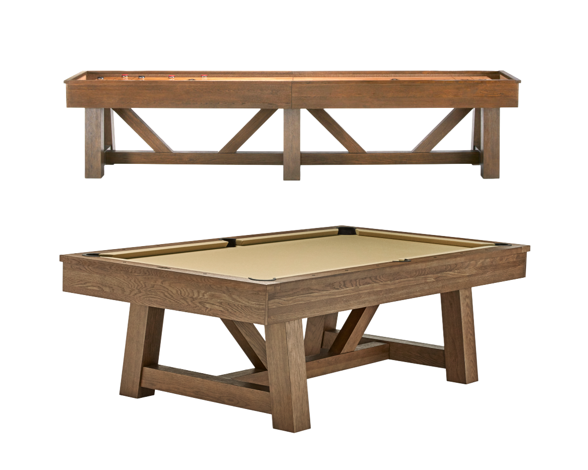 Botanic Rustic Dark Brown 8' Billiard & 12' Shuffleboard Table Set