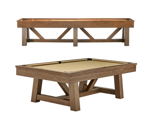 Botanic Rustic Dark Brown 8' Billiard & 12' Shuffleboard Table Set