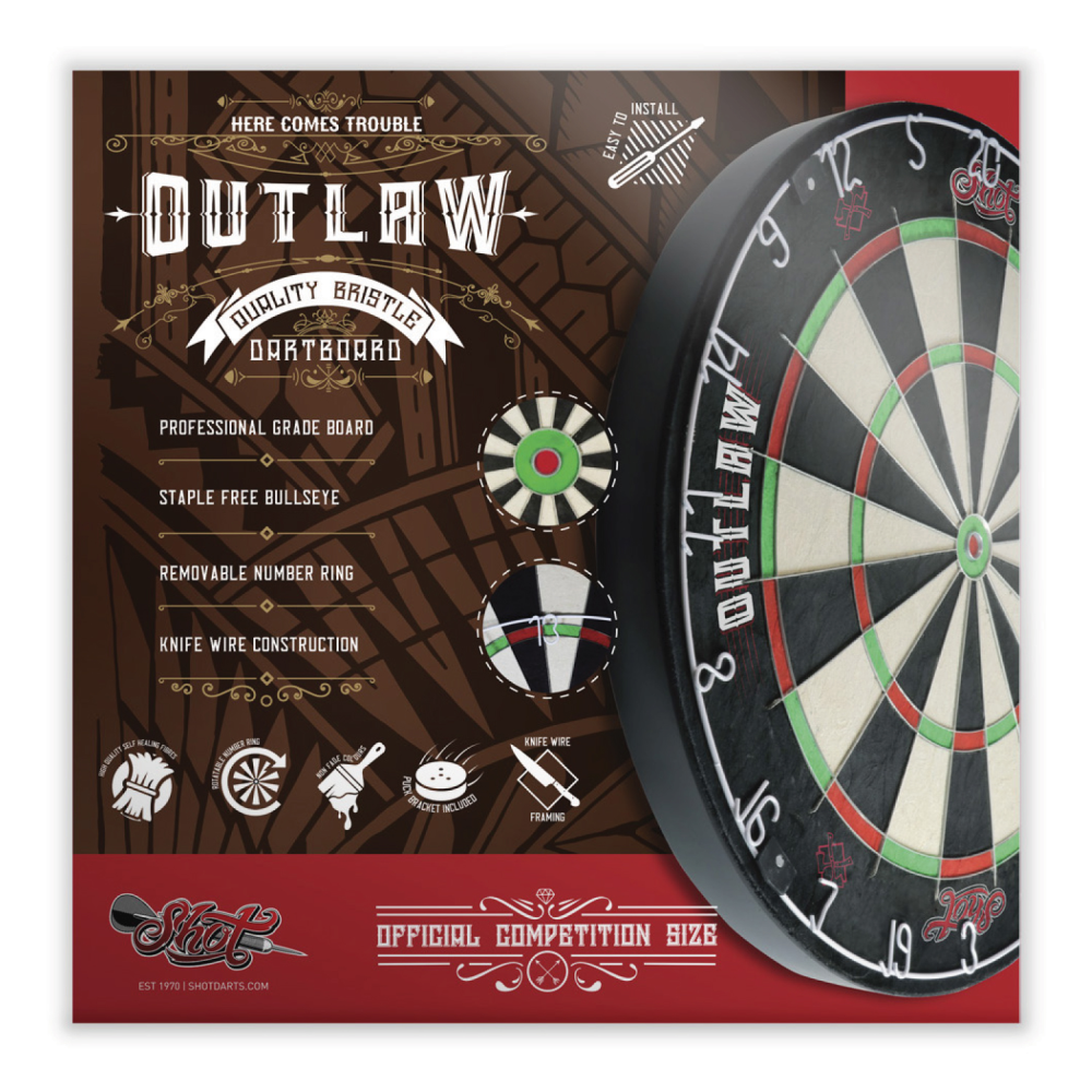Cue & Case | Shot Outlaw Bristle Dartboard – Brunswick Billiards Cue & Case | Shot Outlaw Bristle Dartboard – Brunswick Billiards